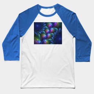 Colorful Luminous Abstract Blue Pink Green Fractal Baseball T-Shirt